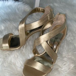 Champagne color satin heels